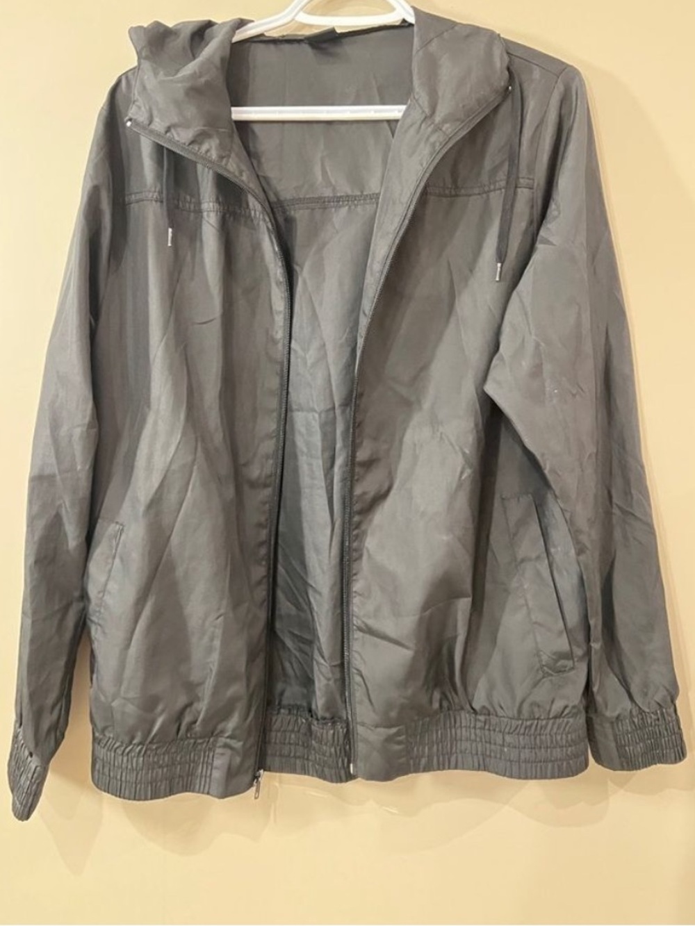 Zine Women’s Small Grey Hooded Windbreaker Jacket Lightweight Full Zip Coat - Picture 4 of 6